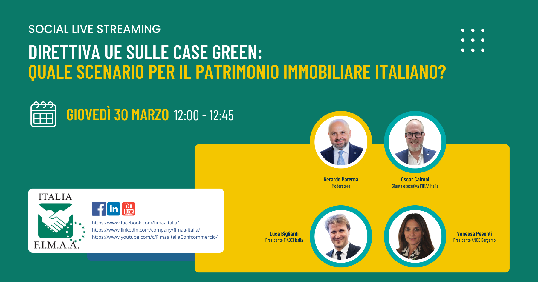 Direttiva UE sulle case green: quale scenario per gli immobili in Italia? - live streaming FIMAA